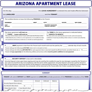Arizona Apartment Lease Form
