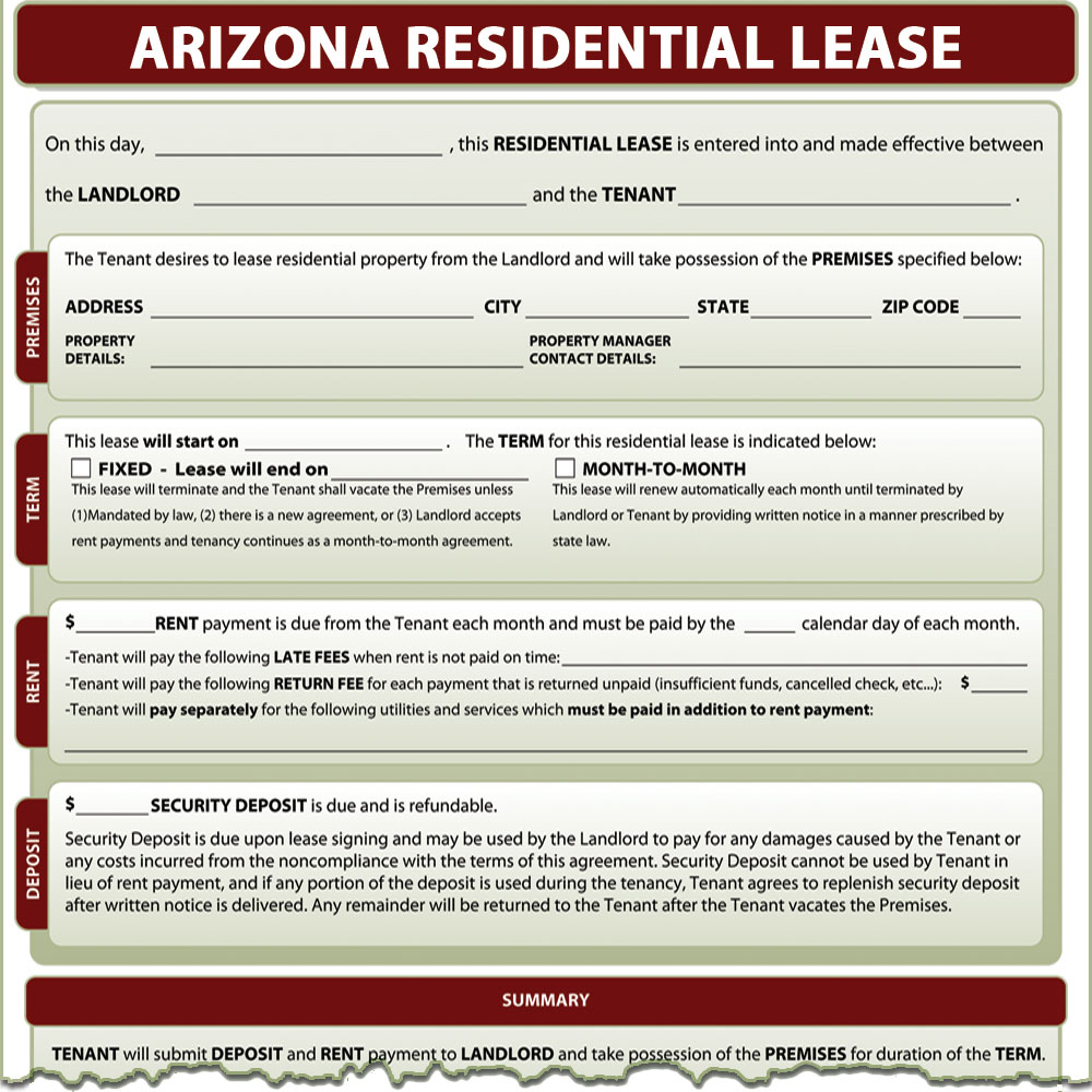 Arizona Residential Lease Form