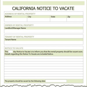 California Notice to Vacate Form