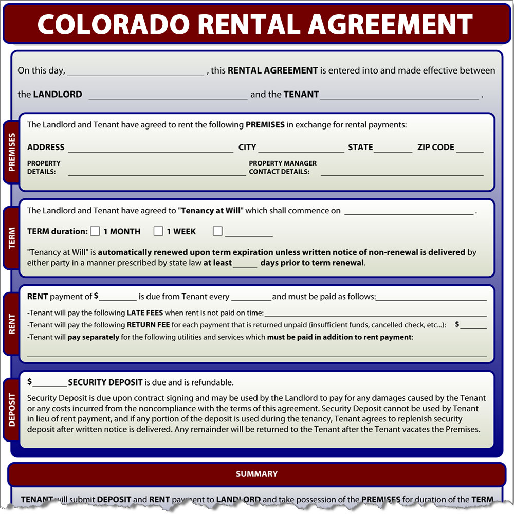 Residential Lease Agreement Free Colorado