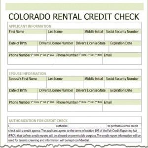 Colorado Rental Credit Check Form