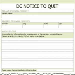 District of Columbia Notice to Quit Form