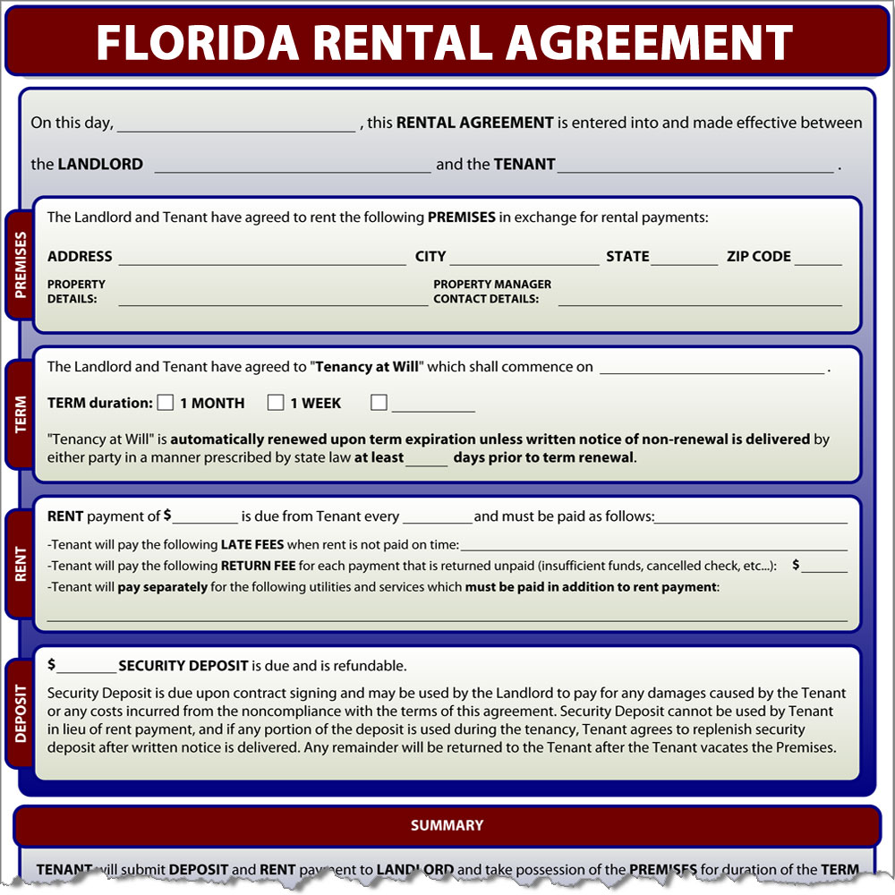 Free Florida Residential Rental Agreement Forms