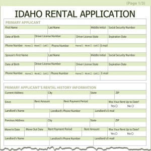 Idaho Rental Application Form