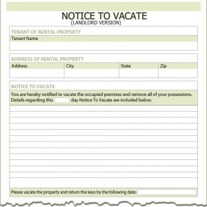 Property Management Software on Landlord Notice To Vacate