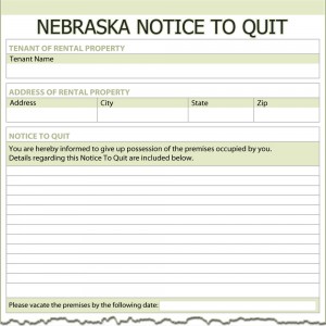 Nebraska Notice to Quit Form