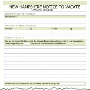 New Hampshire Landlord Notice to Vacate