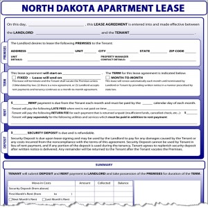 North Dakota Apartment Lease Form