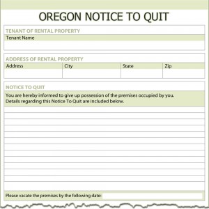 Oregon Notice to Quit Form