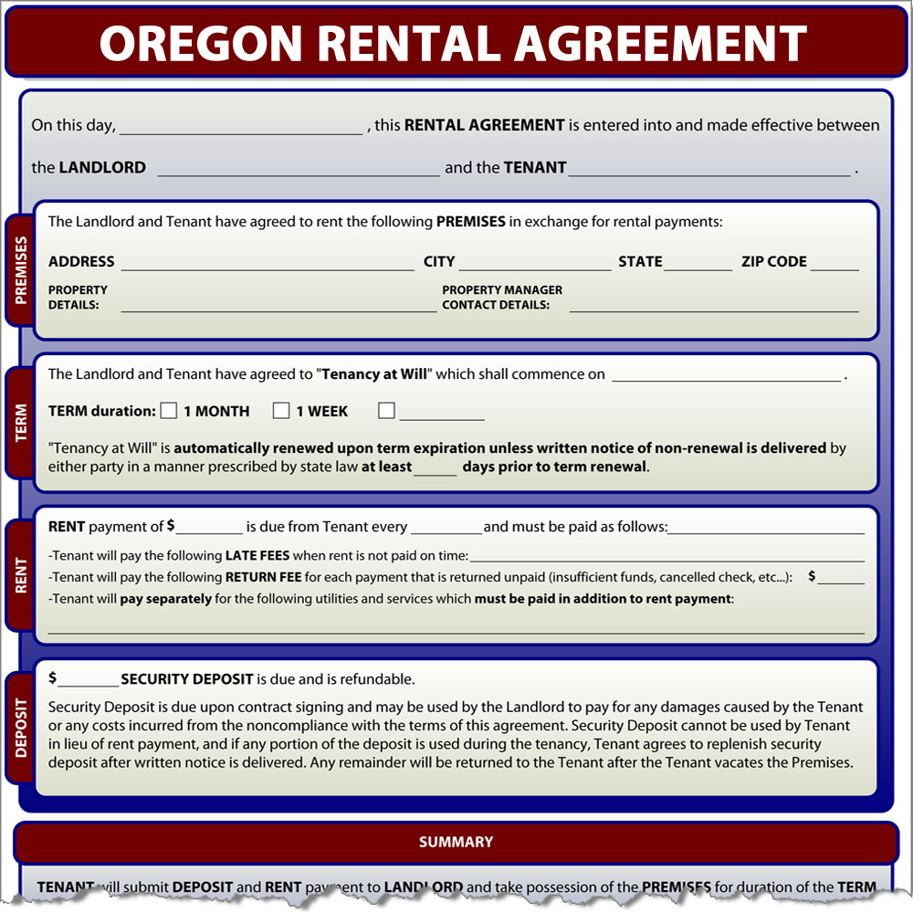 Oregon Rental Agreement Form