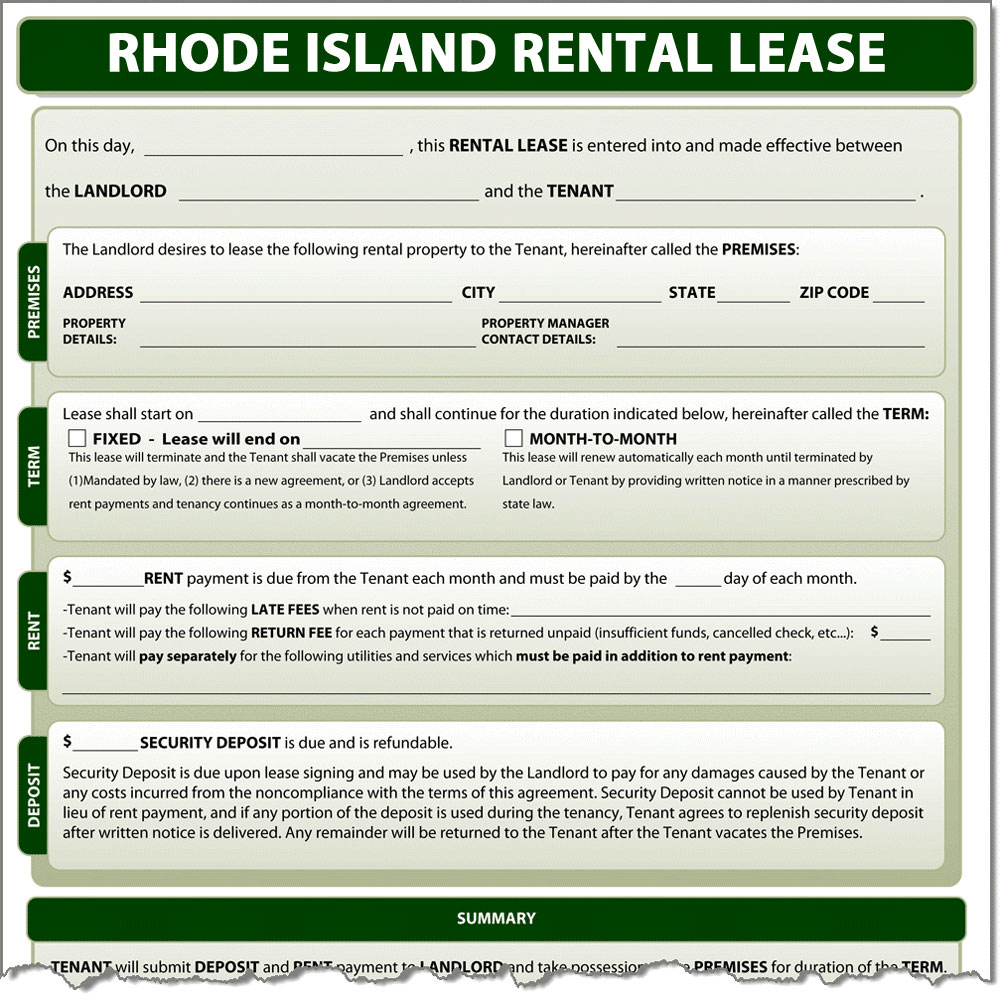 Rhode Island rental Lease Form
