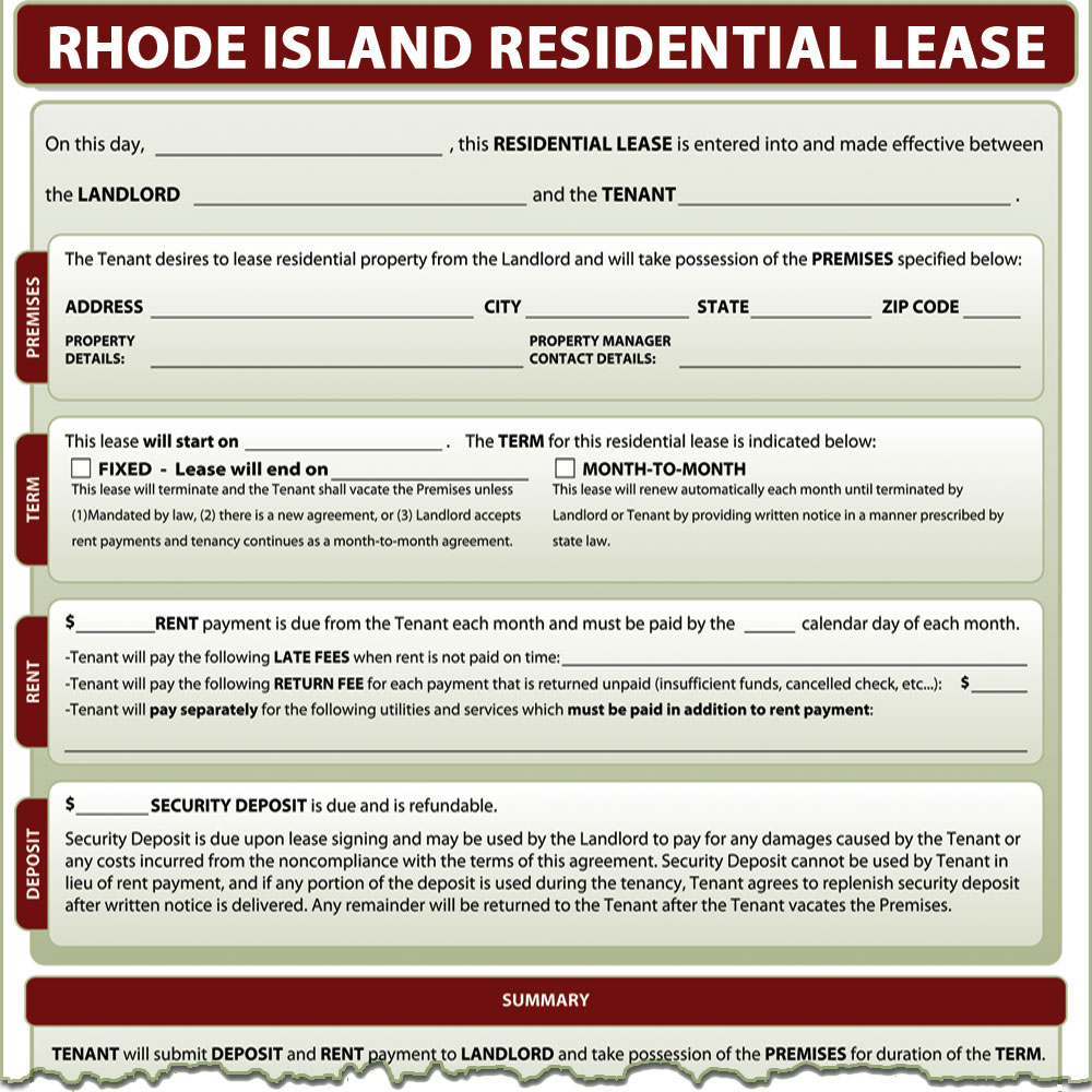 Rhode Island Residential Lease Form