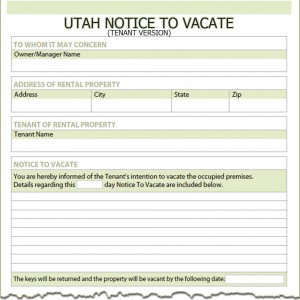 Utah Tenant Notice to Vacate
