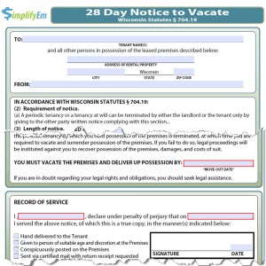 Wisconsin Notice to Vacate Form